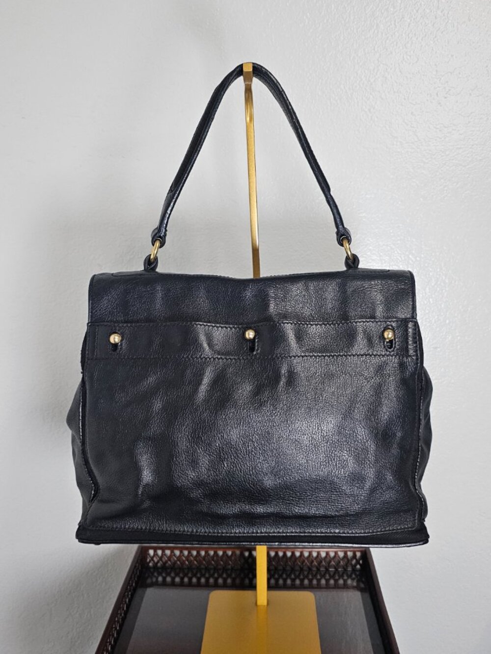 YSL Saint Laurent Black Leather Muse 2 Satchel Bag - Size 9x12x5.5 inches - Picture 3 of 8